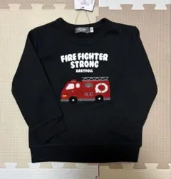 【新品未使用】BABYDOLL 消防車トレーナー 100ブラック　サガラ刺繍
