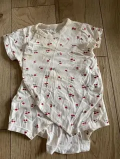 チェリー柄 コットンロンパース 50-60cm