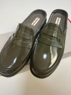 HUNTER オリーブグリーン ローファー　レインシューズ