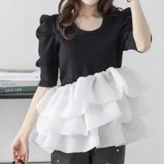 AMELY バルーンフリルドッキングトップスのサムネイル