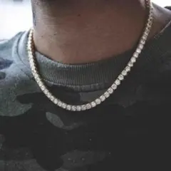 テニスネックレス シルバー ジルコニア 男女兼用 シンプル カジュアル 韓国 銀