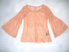 Languageランゲージのレースのトップス！シアー姫袖レーシースルーピンク