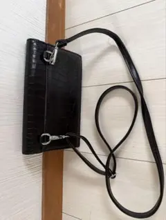 クロコ型押し ショルダーバッグ ブラックのサムネイル
