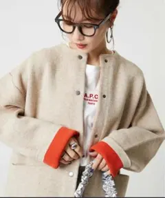 フリークスストア　配色ニット　スナップ　カーディガン