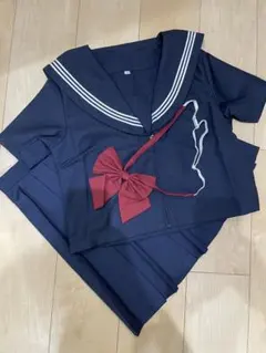 ネイビー セーラー服上下セット リボン付き