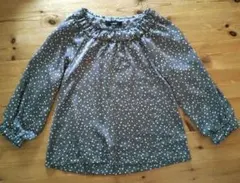 ミスティック ギャザー　丸首　長袖ブラウス