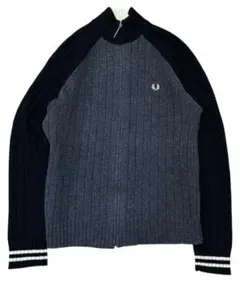 90s FRED PERRY フロントロゴ 2トーン ドライバーズニット