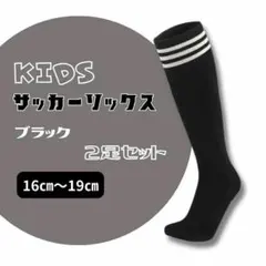 サッカーソックス 黒×白 3本ライン 2足セット 16～19 ジュニア