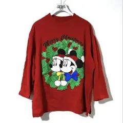90s 米国製 ビンテージ スウェット ディズニー Xmas ミッキー ミニー