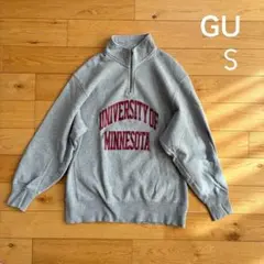 【GU】ハーフジップ スウェット ミネソタ大学 グレー S