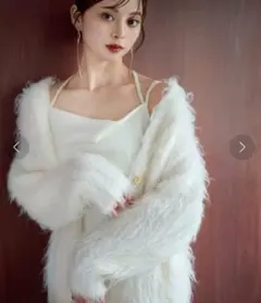 未使用タグ付き☆SNIDEL シャギーカーディガン ホワイト 白 アイボリー