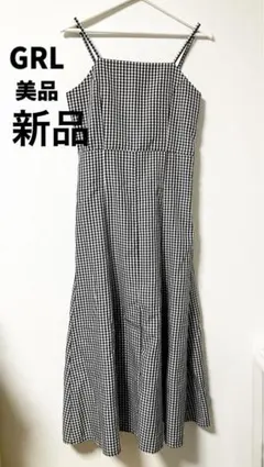 新品　GRL チェック柄フレア　ジャンパースカート