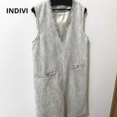 ✨極美品✨INDIVI ツイードフリンジジャンパースカート　金ボタンのサムネイル