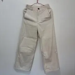 【GU】コーデュロイワイドパンツ(M) アイボリー 221-326208