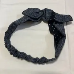 ヘアバンド　デニム　ドット　ハンドメイド