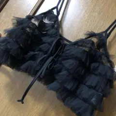 新品タグ無し美品 しまむらHelm リボンフリルビスチェ ブラック M