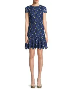 alice+olivia 刺繍レース×ショートマーメイドワンピースドレス