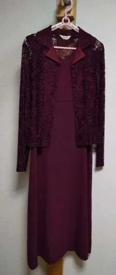 日本製 ボルドーワンピースアンサンブル