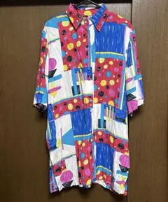 ヴィンテージ古着 水玉 幾何学模様 派手柄 シャツ