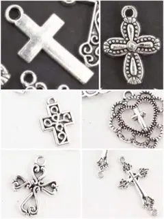 チャーム パーツセット シルバー 多様デザイン ネックレス ピアス キーホルダー