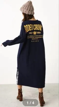 ロデオクラウンズ★　ワンピース　サイドベンツロゴ　スウェット　大きいサイズ　長袖