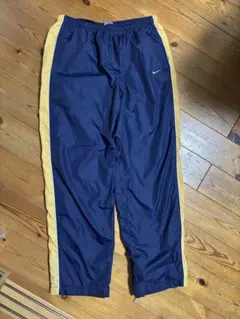 00s Nike ネイビー/イエロー トラックパンツ　ナイロンパンツ古着city