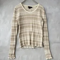 ジェイクルー Vネック ボーダー ニット S 綿100% リブ 長袖