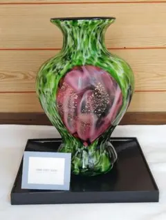 カメイガラス HAND CRAFT GLASS 花瓶 30cm しおり付 레트로