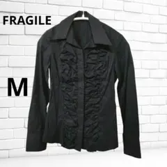 FRAGILE フリル付きブラック長袖ドレスシャツMのサムネイル
