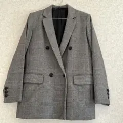GU チェック柄 ダブルボタンジャケット M
