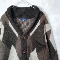 URBAN RESEARCH モヘア混 アーガイル カーディガン M ダイヤ柄