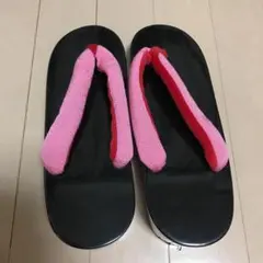 桐製　浴衣 下駄 ピンク　黒　24cm