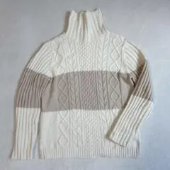 ザショップTK◇ケーブルニット タートルネック バイカラー リブ カジュアル M