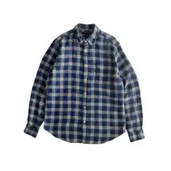 希少 00s バナナリパブリック リネン シャドーチェック 長袖シャツ M