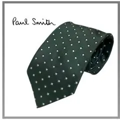 【美品】Paul Smith ポールスミス ネクタイ グリーン ドット シルク