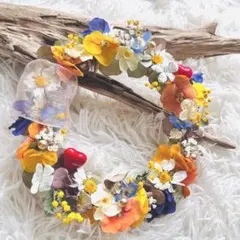 心踊る❤️多彩ビオラのドライフラワーリース❤️ハンドメイドプレゼント母の日
