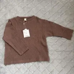 ブラウン ケーブル編み 長袖カットソー 100cm