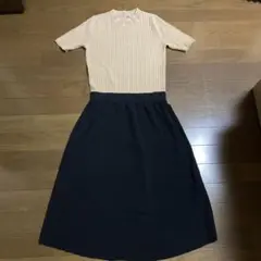 プラステ　リブ編み半袖ニットワンピース