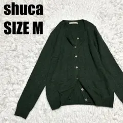 shuca GLOBAL WORK アンゴラ混 Vネック M 深緑【474】