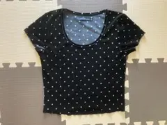 アバクロ ベルベット クロップド半袖Tシャツ Sサイズ ブラックドット