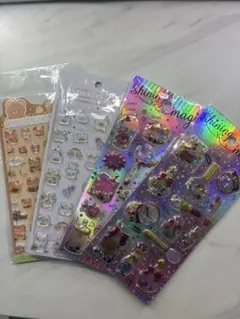 ボンボンドロップシールシャカシャカジュエルシール3D ぷっくりシール4セット