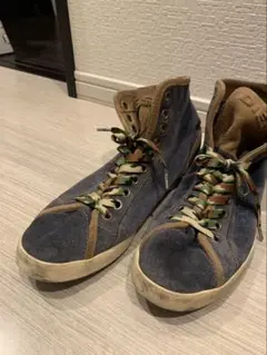 DIESEL ネイビー/ブラウン ハイカットスニーカー