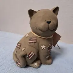 【値下げ】猫型貯金箱 アメリカ国旗デザイン