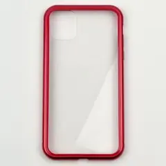 新品 iPhone 11 6.1インチ ケース 頑丈 透明 クリアー レッド