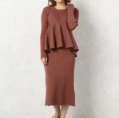 【Cheek】リブニットワンピース&キャミソール セット