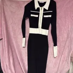 LIP SERVICE 黒白ジッパーワンピース