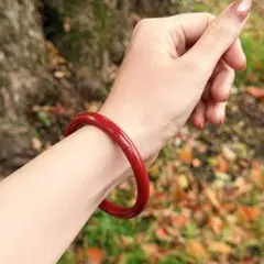 【天然石】朱砂（チュウサ）細身バングル 内径59.0mm 縁起物