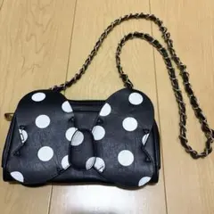 Disney ミニーちゃん リボンデザイン ショルダーバッグ 黒 お財布