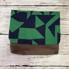 ☆ハンドメイド移動ポケット　幾何学グリーン