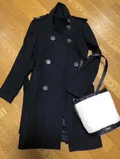 【美品】ZARA WOMAN スタンドカラーコート 黒 ベルト付き
